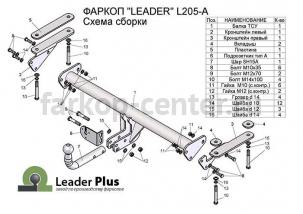 Фаркоп Лидер Плюс для LAND ROVER FREELANDER 2006-2015. Артикул L205-A