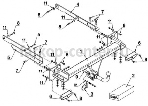 Фаркоп Auto-Hak для MERCEDES-BENZ GL-CLASS X164 2006-2012. Артикул D 49A