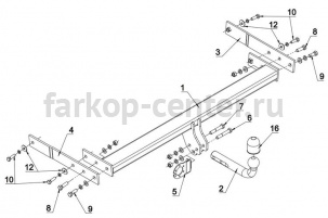 Фаркоп Auto-Hak для VOLKSWAGEN TIGUAN 2007-2016. Артикул K 51