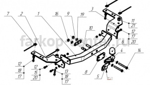 Фаркоп Bosal Russia для TOYOTA LAND CRUISER 200 2007-2019г. Артикул 3017-F