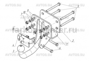 Фаркоп Avtos для TOYOTA HILUX 2005-2015. Артикул TY27