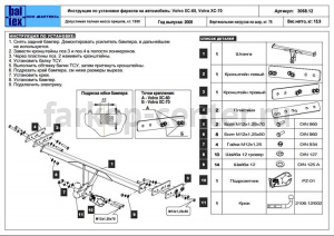Фаркоп Baltex для VOLVO XC60 2008-2013. Артикул 25.3068.12