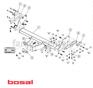 Фаркоп Bosal для MITSUBISHI PAJERO 2000-2007. Артикул 042-972