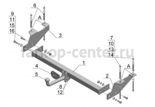 Фаркоп Avtos для GREAT WALL WINGLE 3 2006-2012. Артикул GW06