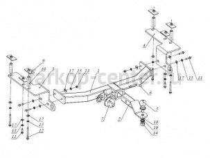 Фаркоп ДЗК для SSANG YONG ACTYON SPORTS 2006-2012. Артикул RA597