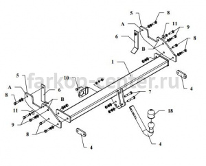 Фаркоп Auto-Hak для TOYOTA HILUX 2005-2015. Артикул 0 64