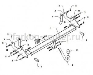 Фаркоп Auto-Hak для TOYOTA HILUX 2005-2015. Артикул 0 64