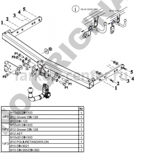 Фаркоп Aragon для AUDI A3 2003-2012. Артикул E0402BV