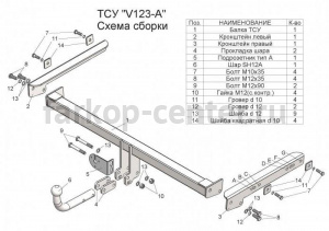 Фаркоп Лидер Плюс для VOLKSWAGEN JETTA 6 2011-2019г. Артикул V123-A