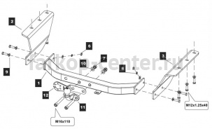 Фаркоп Baltex для JEEP CHEROKEE KL 2014-2019г. Артикул 04.2437.21