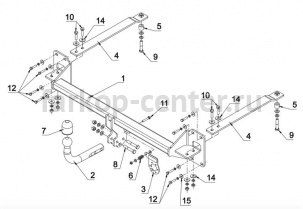 Фаркоп Auto-Hak для HONDA CIVIC 2015-2019г. Артикул Y 45