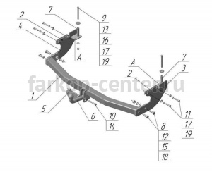 Фаркоп Avtos для GREAT WALL HOVER H2 2005-2010. Артикул GW03