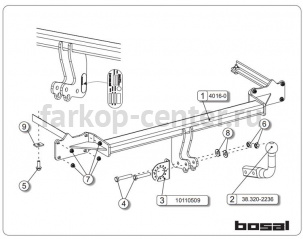 Фаркоп Bosal для FORD TRANSIT CONNECT 2014-2019г. Артикул 040-161