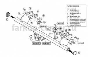 Фаркоп Brink для MITSUBISHI L200 1996-2006. Артикул 299400