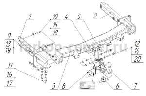 Фаркоп Bosal Russia для MERCEDES-BENZ M-CLASS W164 2005-2012. Артикул 2255-AK41