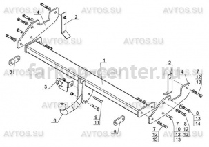 Фаркоп Avtos для TOYOTA HILUX 2005-2015. Артикул TY36
