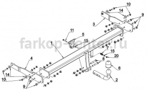 Фаркоп Auto-Hak для VOLKSWAGEN SHARAN 2010-2019г. Артикул K 60
