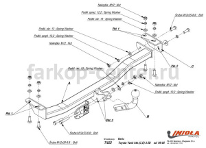 Фаркоп Imiola для TOYOTA YARIS 1999-2005. Артикул T-022