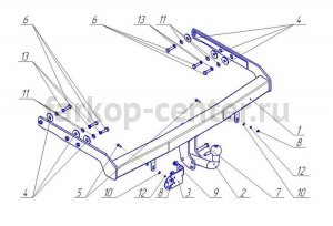 Фаркоп Avtos для SEAT ALHAMBRA 2000-2010. Артикул VW22