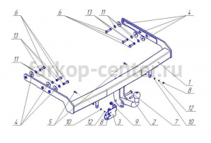 Фаркоп Avtos для SEAT ALHAMBRA 2000-2010. Артикул VW22