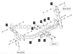 Фаркоп Baltex для MITSUBISHI PAJERO 2007-2019г. Артикул MP-08