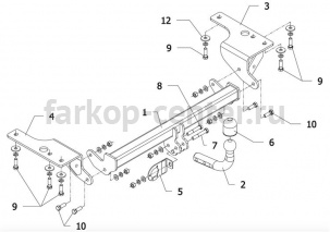 Фаркоп Auto-Hak для TOYOTA COROLLA E160/E170 2013-2019г. Артикул 0 86