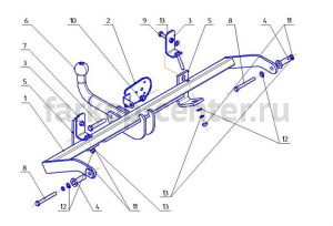 Фаркоп Avtos для RENAULT KANGOO 1998-2008. Артикул RN05