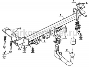 Фаркоп Steinhof для LAND ROVER EVOQUE 2011-2019г. Артикул L-113