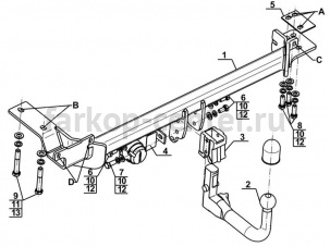 Фаркоп Steinhof для LAND ROVER EVOQUE 2011-2019г. Артикул L-113