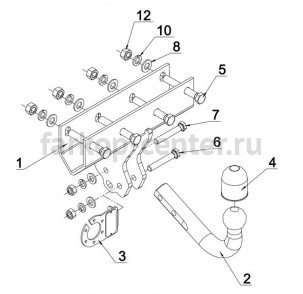 Фаркоп Auto-Hak для JEEP COMMANDER 2005-2010. Артикул JP 06