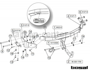 Фаркоп Bosal для KIA SORENTO 2012-2019г. Артикул 040-221
