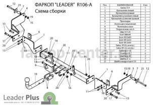 Фаркоп Лидер Плюс для RENAULT KANGOO 1998-2008. Артикул R106-A