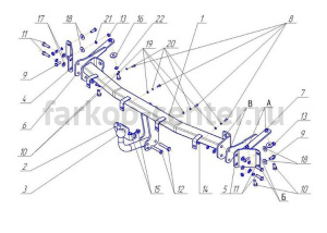 Фаркоп Avtos для VOLKSWAGEN CADDY 2004-2019г. Артикул VW21