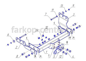 Фаркоп Avtos для FORD TRANSIT 2000-2014. Артикул FD26