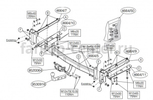 Фаркоп Brink для SUBARU LEGACY 2004-2009. Артикул 466400