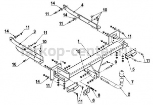 Фаркоп Auto-Hak для MERCEDES-BENZ M-CLASS W166 2012-2015. Артикул D 50