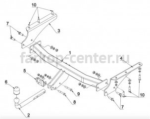 Фаркоп Auto-Hak для JEEP CHEROKEE KJ 2001-2008. Артикул JP 02