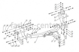 Фаркоп ДЗК для HYUNDAI SANTA FE  2012-2019г. Артикул RA724