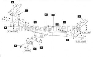 Фаркоп Baltex для NISSAN PATROL Y62 2010-2019г. Артикул 15.1900.08