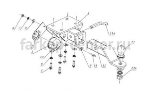 Фаркоп ДЗК для VOLKSWAGEN AMAROK 2010-2019г. Артикул RA570