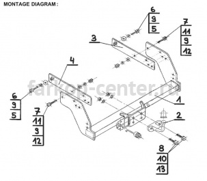 Фаркоп Steinhof для NISSAN NP300 2008-2019г. Артикул N-085