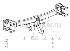 Фаркоп Bosal Russia для AUDI Q7 2005-2015. Артикул 2151-A