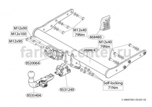 Фаркоп Brink для VOLKSWAGEN MULTIVAN T5 2003-2015. Артикул 468400