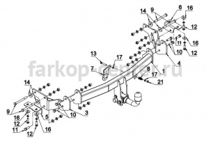 Фаркоп Auto-Hak для HYUNDAI SANTA FE  2012-2019г. Артикул J 68A