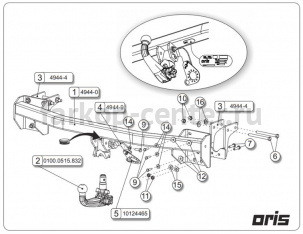 Фаркоп Bosal для MITSUBISHI OUTLANDER 2012-2019г. Артикул 049-443