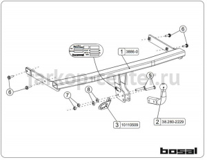Фаркоп Bosal для SKODA OCTAVIA A7 2013-2019г. Артикул 038-861