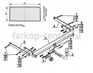Фаркоп Steinhof для FORD KUGA 2013-2019г. Артикул F-255
