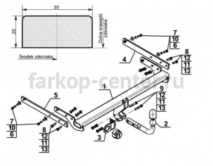 Фаркоп Steinhof для FORD KUGA 2013-2019г. Артикул F-255