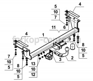Фаркоп Steinhof для TOYOTA COROLLA E120/E130 2001-2007. Артикул T-126