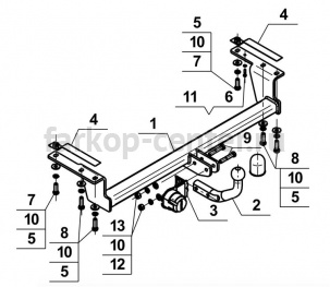 Фаркоп Steinhof для TOYOTA COROLLA E120/E130 2001-2007. Артикул T-126